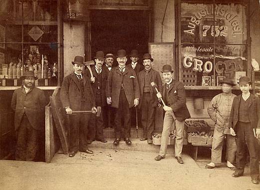 File:Chinatown-Squad-of-the-San-Francisco-Police-Department-posing-with-sledge-hammers-and-axes-in-front-of-August-Pistolesi's-grocery-store-at-752-Washington-Street-1895-aad-9019.jpg