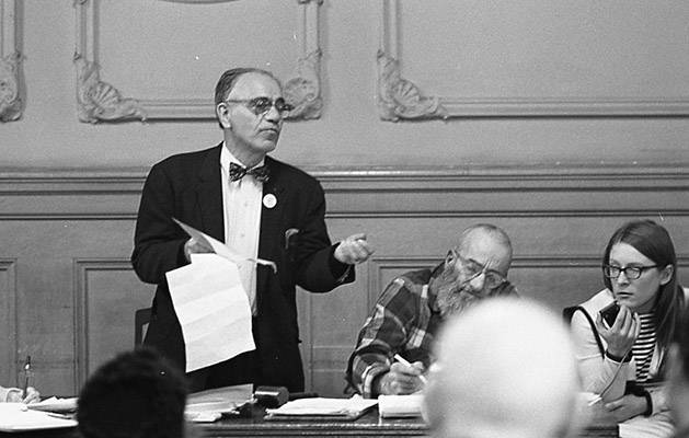 File:George Woolf (center) on panel at a meeting of Tenants and Owners in Opposition to Redevelopment (TOOR) at Milner Hotel, 117 4th Street Dec 1970 TOR-0135.jpg