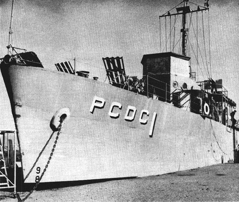 USS Pandemonium (PCDC-1) on Treasure Island CA in 1957.jpg
