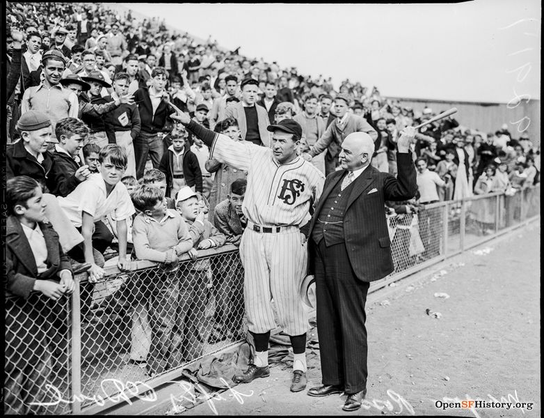 File:Lefty O'Doul and Mayor Rossi in front of stands filled with kids c 1930 wnp28.1363.jpg
