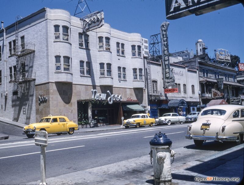 Broadway and Romolo 1952 New Joes 540 Broadway, Little Swiss, St. Moritz Cafe, Finocchios wnp25.1242.jpg