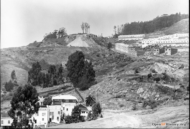 File:View from above Foerster showing Molimo Construction and bulldozing Sherwood forest c 1953 wnp28.1068.jpg