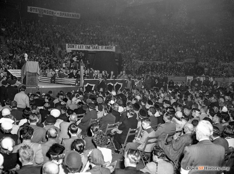 File:Adlai Stevenson rally; speaking to crowd at Cow Palace Oct 15 1952 wnp28.2464.jpg