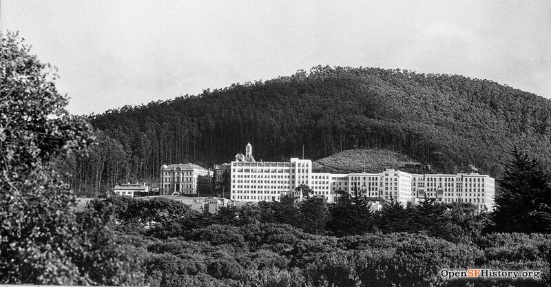 UC Medical Center with Affiliated Colleges buildings behind it, circa 1930 wnp33.00303.jpg