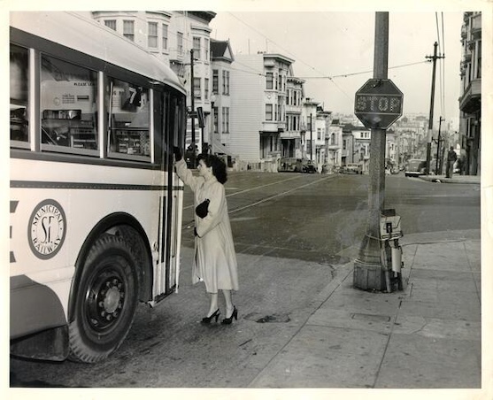 File:Woman Boarding Muni Bus 1951.jpg