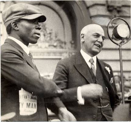 Rossi with Henry Shepherd speaking for unemployed 1931 AAF-0598.jpg