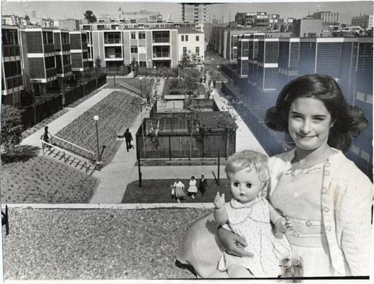 St Francis aug 7 1963 Portrait of Julie Solomon with view of St. Francis Square housing project in background AAD-6097.jpg