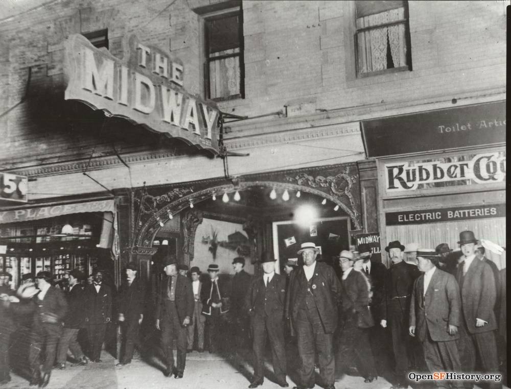 Night view of the Midway Theatre, Barbary Coast --RS1171 MWA-01 Midway 585 Pacific Avenue ca 1910 wnp5.50384.jpg