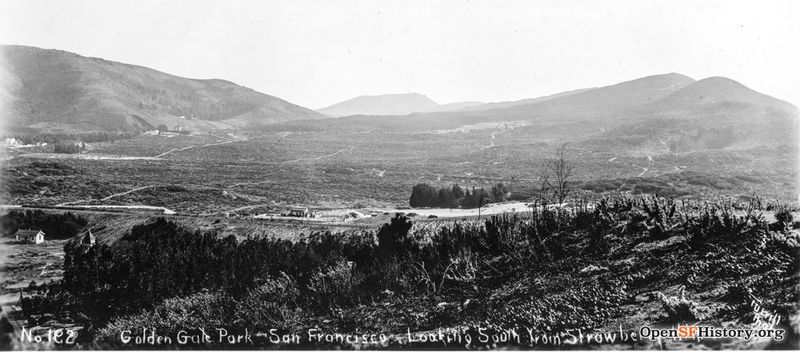 File:View southeast July 1886 No. 192 Golden Gate Park -- San Francisco -- Looking South from Strawberry Hill. Turrill Photo Inner Sunset. Mount Sutro on left, Golden Gate Heights on right wnp27.4937.jpg