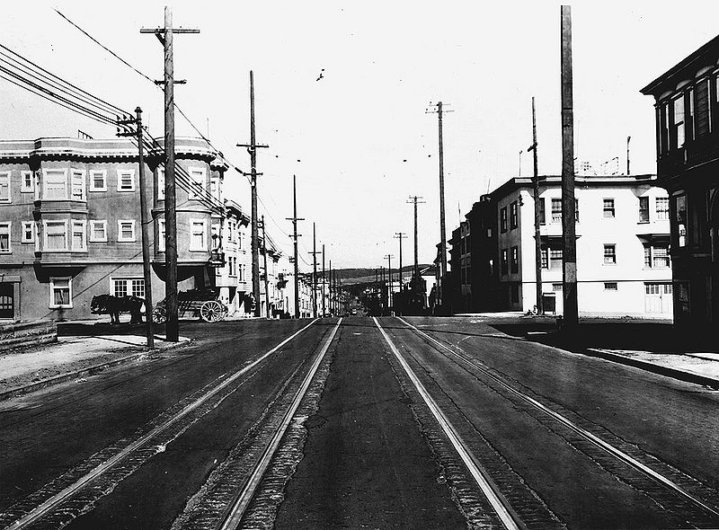 File:8th-Ave-north-at-Cabrillo-Beer-Drummer-at-left-Presidio-in-distance-1927-SFPL.jpg