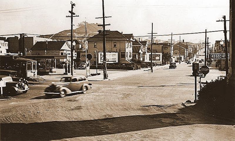 File:1937 - Attached is a photo of 19th Avenue, looking south towards Lincoln Way. This is prior to 19th Avenue being widened. A street car is visible that once went along Line -7 on Lincoln Way..jpg